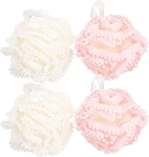 PRETYZOOM 4pcs Extra Large Soft Bath Sponge Gentle Exfoliating Shower Pouf for Women Mesh Body Scrubber for Effortless Cleansing and Back Scrubbing Fun Design