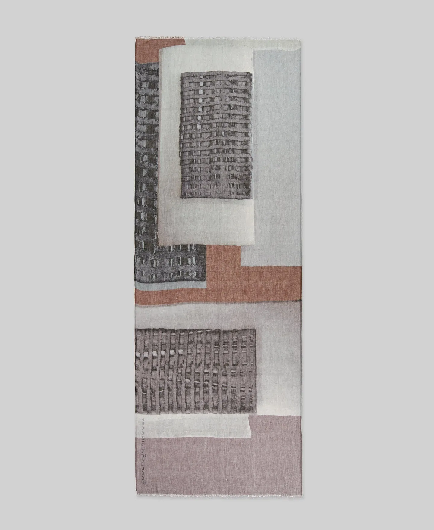 Printed linen and cotton shawl cotton in brown