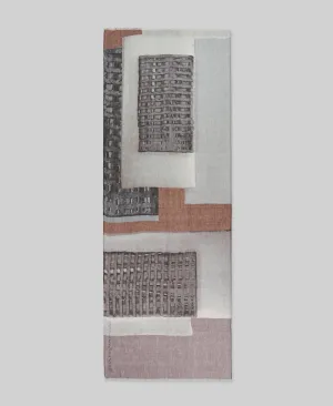 Printed linen and cotton shawl cotton in brown