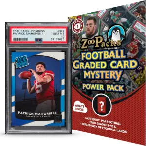 PSA Football Graded Card Mystery Pack | PSA Graded Football Card   1 Sealed Pack of Cards | Grade 8  Guaranteed | Contains One Graded Vintage, Rookie, Legend or Current Star | by Zoo Packs