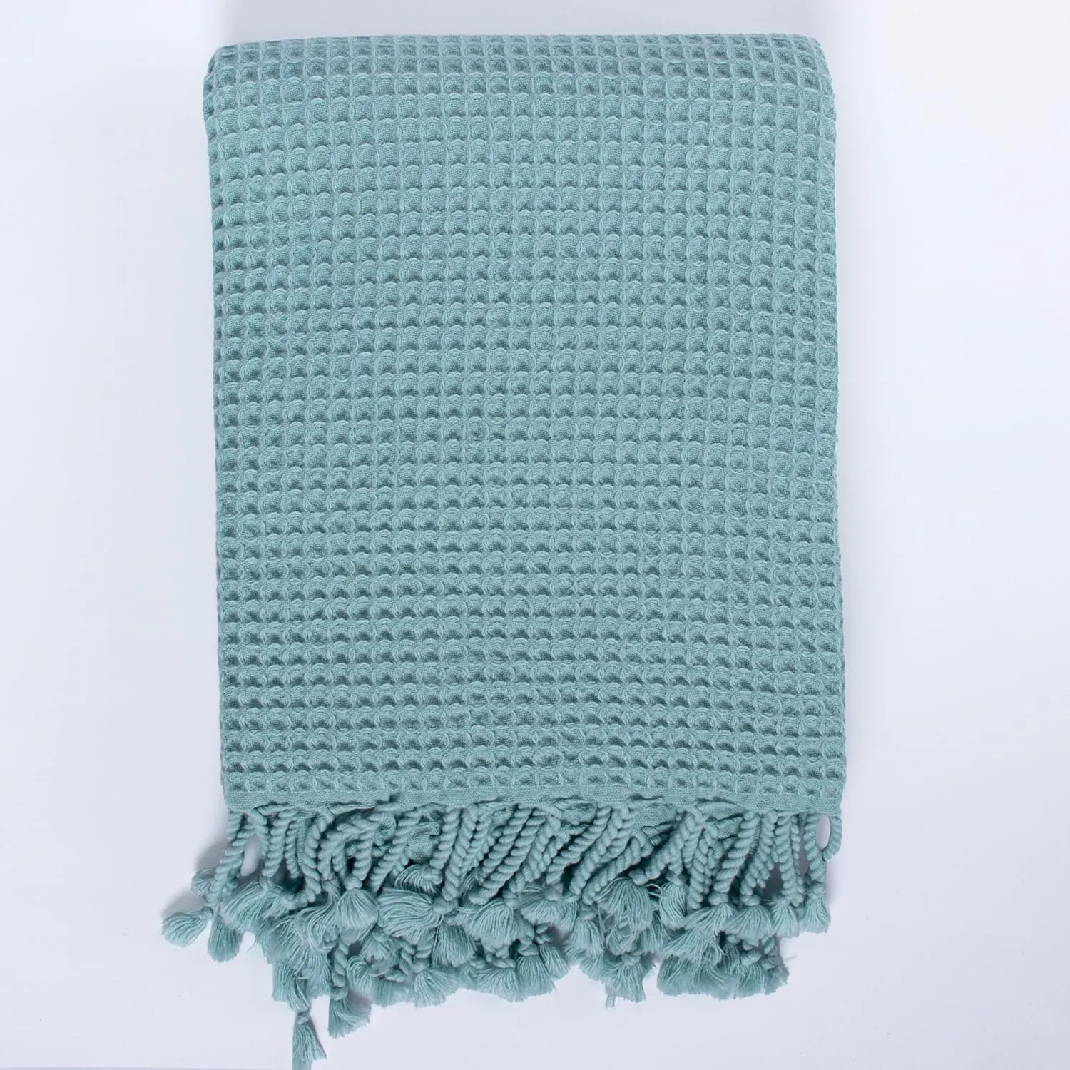 PÜSKÜL - Waffle Weave Thin Turkish Bath and Beach Towels - Turkish Cotton Oversized Quick Drying Waffle Towels for Travel 67x33 inch 2 Packs (Ice Green)