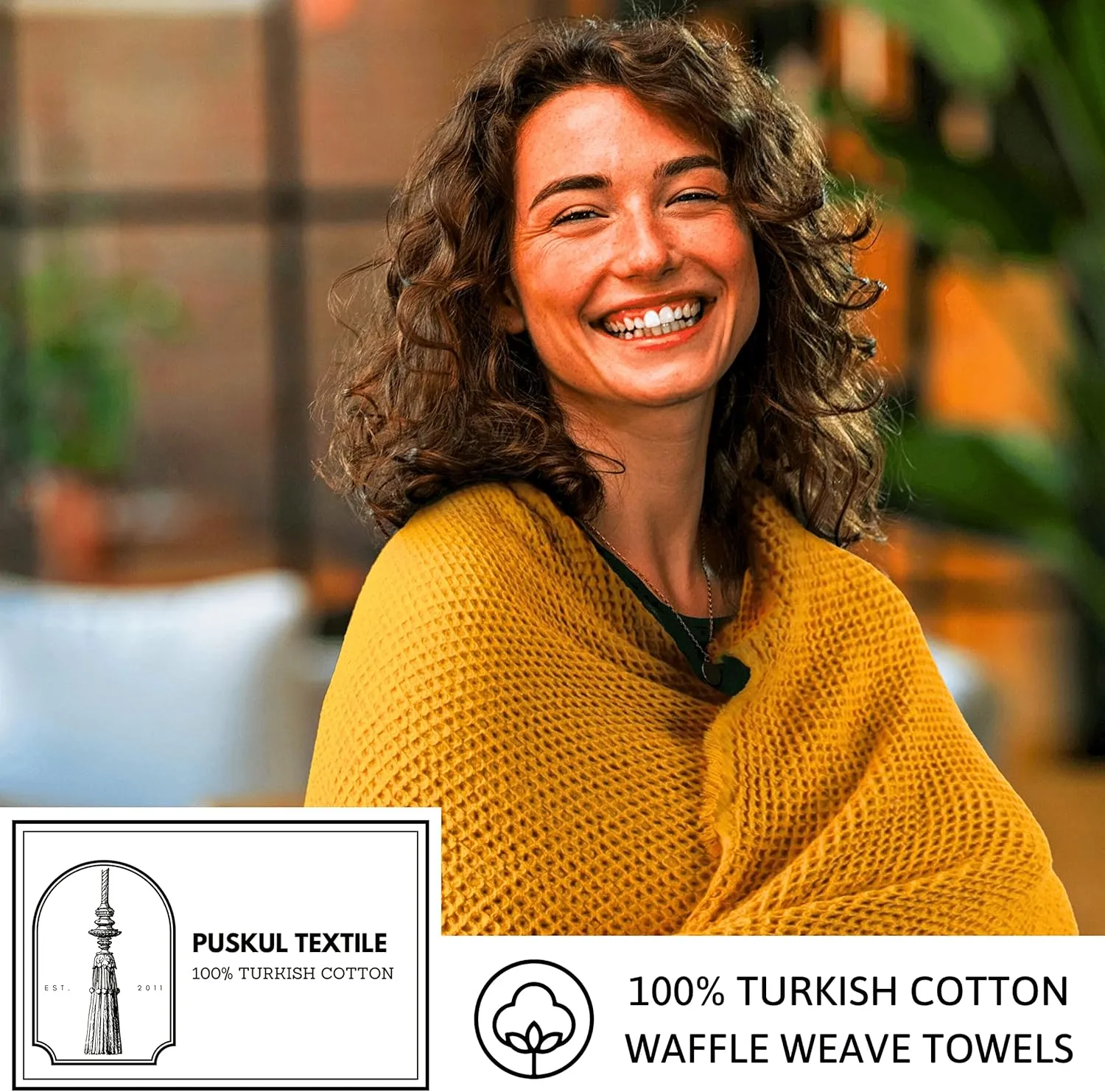 PÜSKÜL - Waffle Weave Thin Turkish Bath and Beach Towels - Turkish Cotton Oversized Quick Drying Waffle Towels for Travel 67x33 inch 2 Packs (Ice Green)