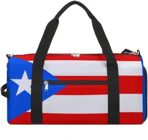 Puerto Rico Flag Duffel Bag for Men Women with Wet Pocket Shoe Compartment
