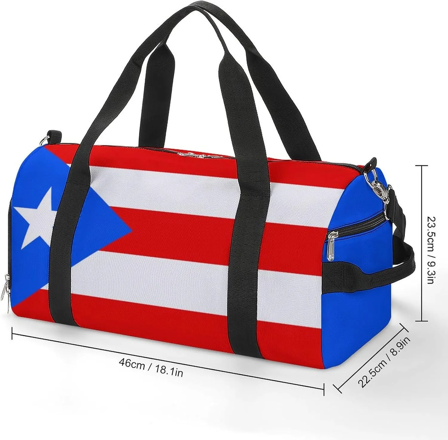 Puerto Rico Flag Duffel Bag for Men Women with Wet Pocket Shoe Compartment