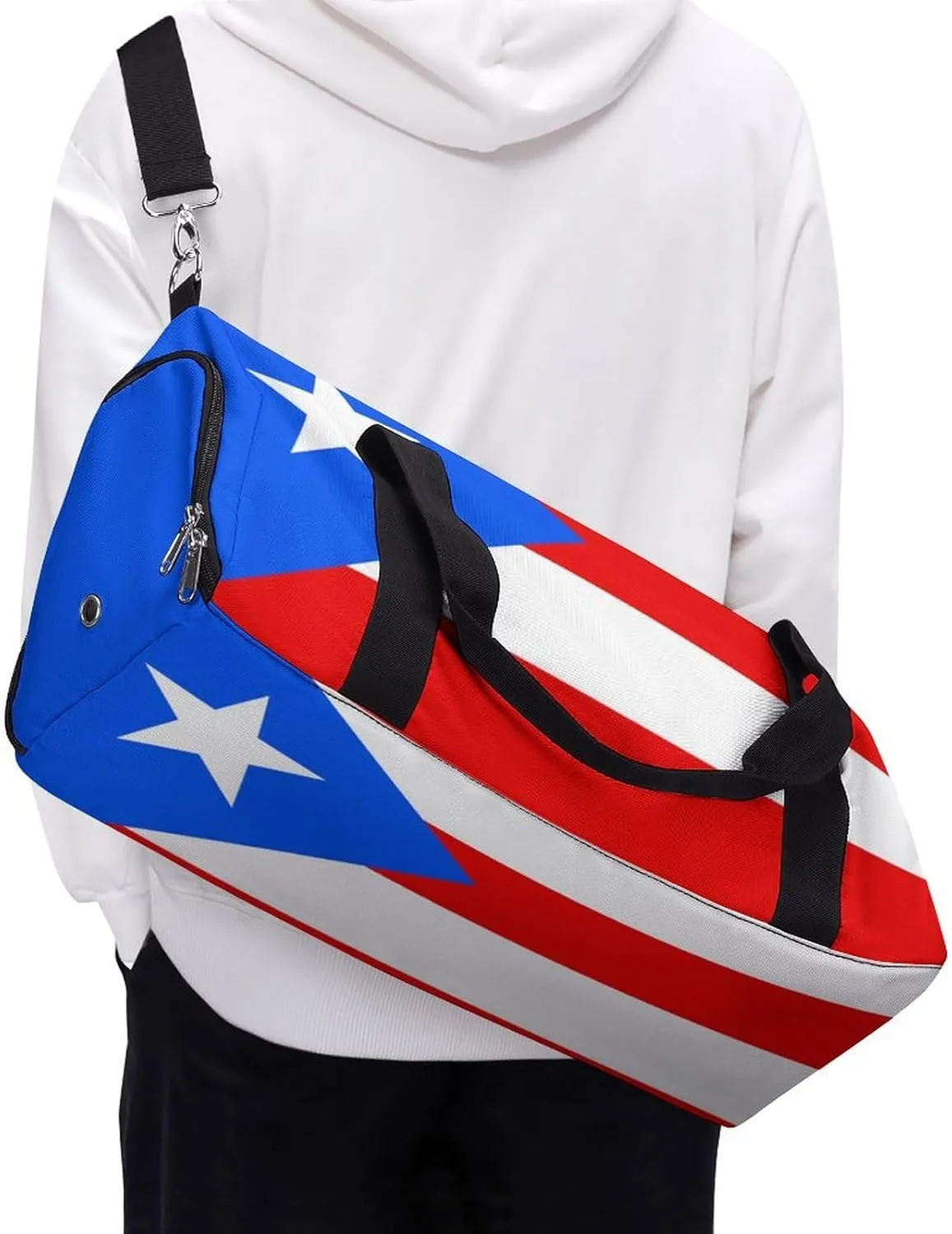 Puerto Rico Flag Duffel Bag for Men Women with Wet Pocket Shoe Compartment