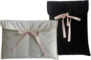Puffy Laptop Sleeve with Bow for Women, Cute Quilted Soft Pillow Laptop Carrying Case, Lightweight Puffer Case Compatible with MacBook Cover 11 13 14 Inch (White, 11 inch)