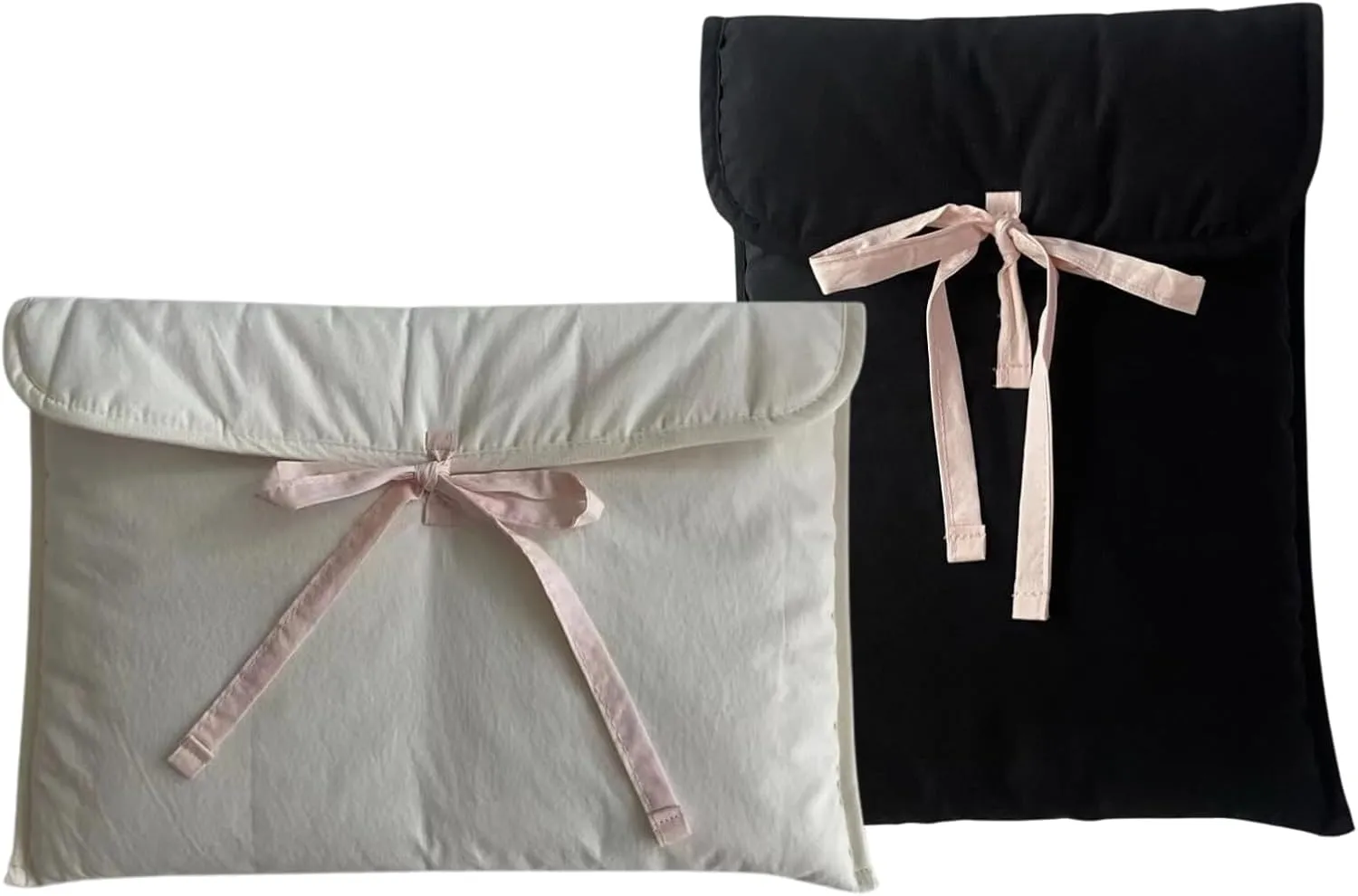 Puffy Laptop Sleeve with Bow for Women, Cute Quilted Soft Pillow Laptop Carrying Case, Lightweight Puffer Case Compatible with MacBook Cover 11 13 14 Inch (White, 11 inch)