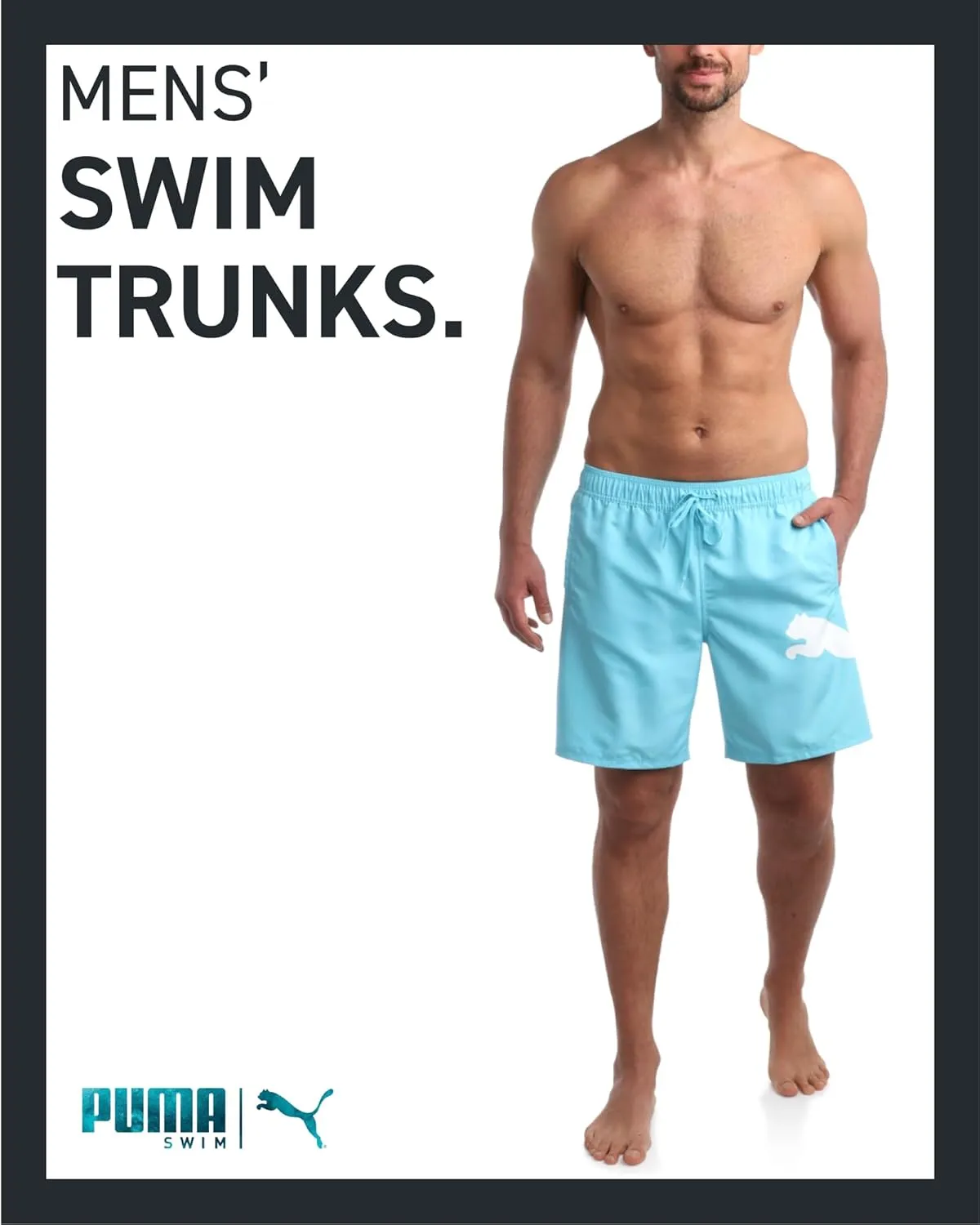 PUMA Men's Bathing Suit - Quick Dry Swimsuit Trunks with Mesh Compression Liner - 8" Inseam Swimwear (S-XL)