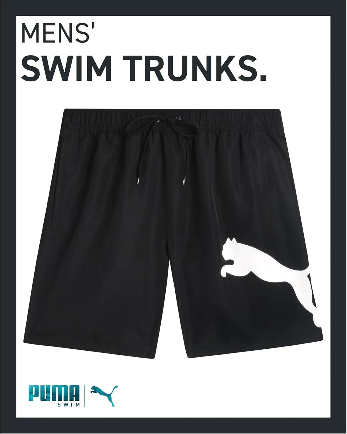 PUMA Men's Bathing Suit - Quick Dry Swimsuit Trunks with Mesh Compression Liner - 8" Inseam Swimwear (S-XL)