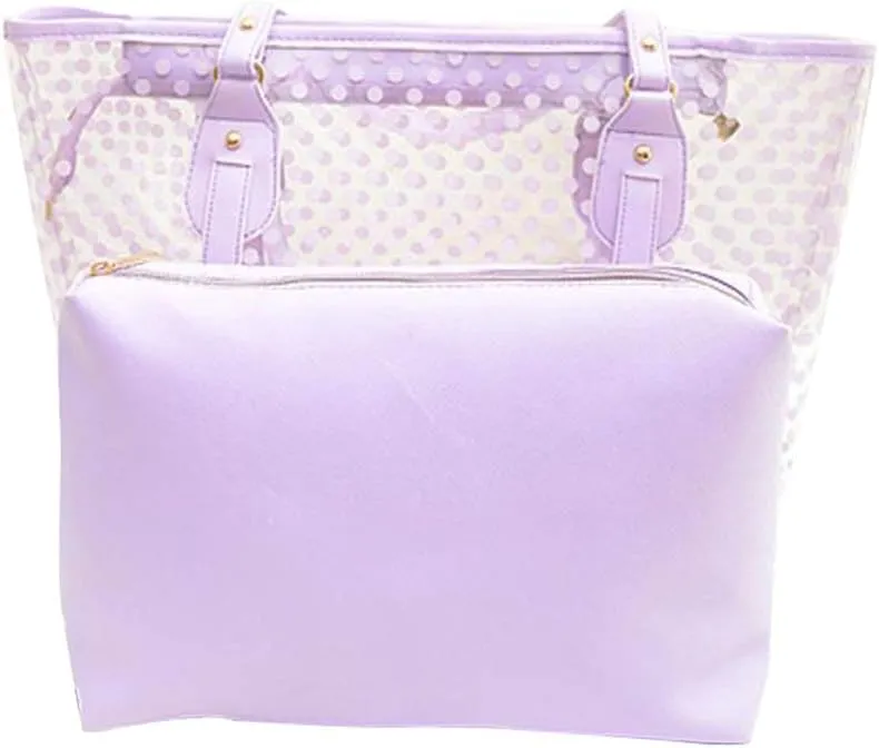 PVC Large Candy Color Clear Shoulder Bag 2 IN 1 Beach Totes Transparent Handbags With Interior Pocket For Women