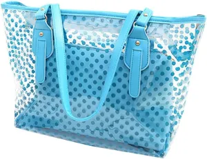 PVC Large Candy Color Clear Shoulder Bag 2 IN 1 Beach Totes Transparent Handbags With Interior Pocket For Women
