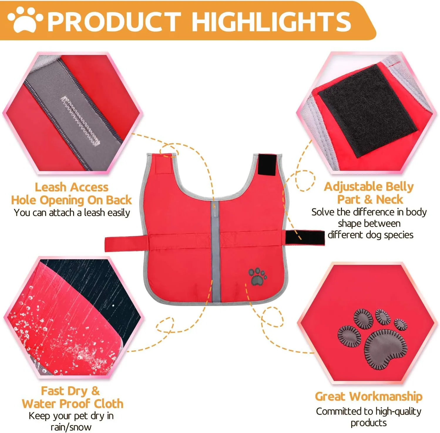 Queenmore Cold Weather Dog Coats Loft Reversible Winter Fleece Dog Vest Waterproof Pet Jacket Available in Extra Small, Small, Medium, Large Extra Large Sizes