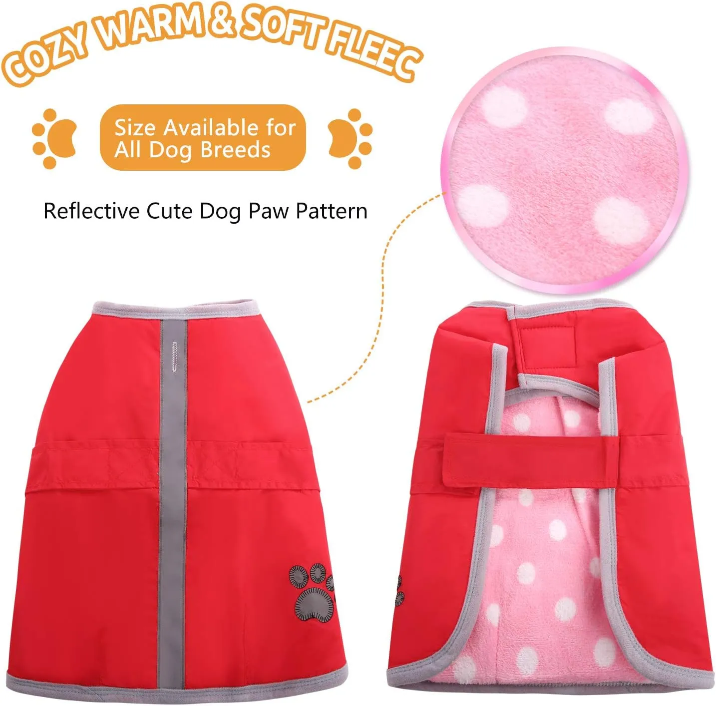 Queenmore Cold Weather Dog Coats Loft Reversible Winter Fleece Dog Vest Waterproof Pet Jacket Available in Extra Small, Small, Medium, Large Extra Large Sizes