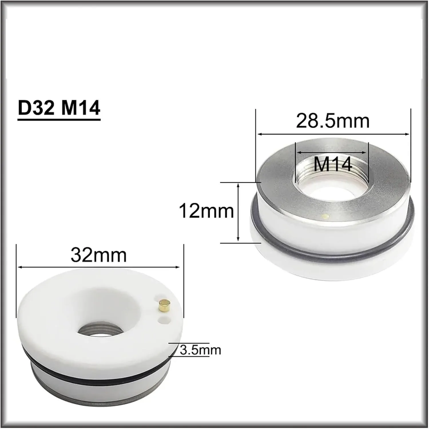 QXCIVR D28 D32 Ceramic Ring Lasering Cutting Head Ceramic Body M11 Nozzle Fixer M14 Insulation Ring(D32 M14)