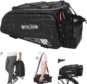 QYCHHJ 8L Hard Structure Bike Bags for Bicycles Rear Rack, Bike Rack Bag with Water-Resistant Zippers, Waterproof Bike Trunk Bag with Side Pockets Pannier Bag for Bike Accessories