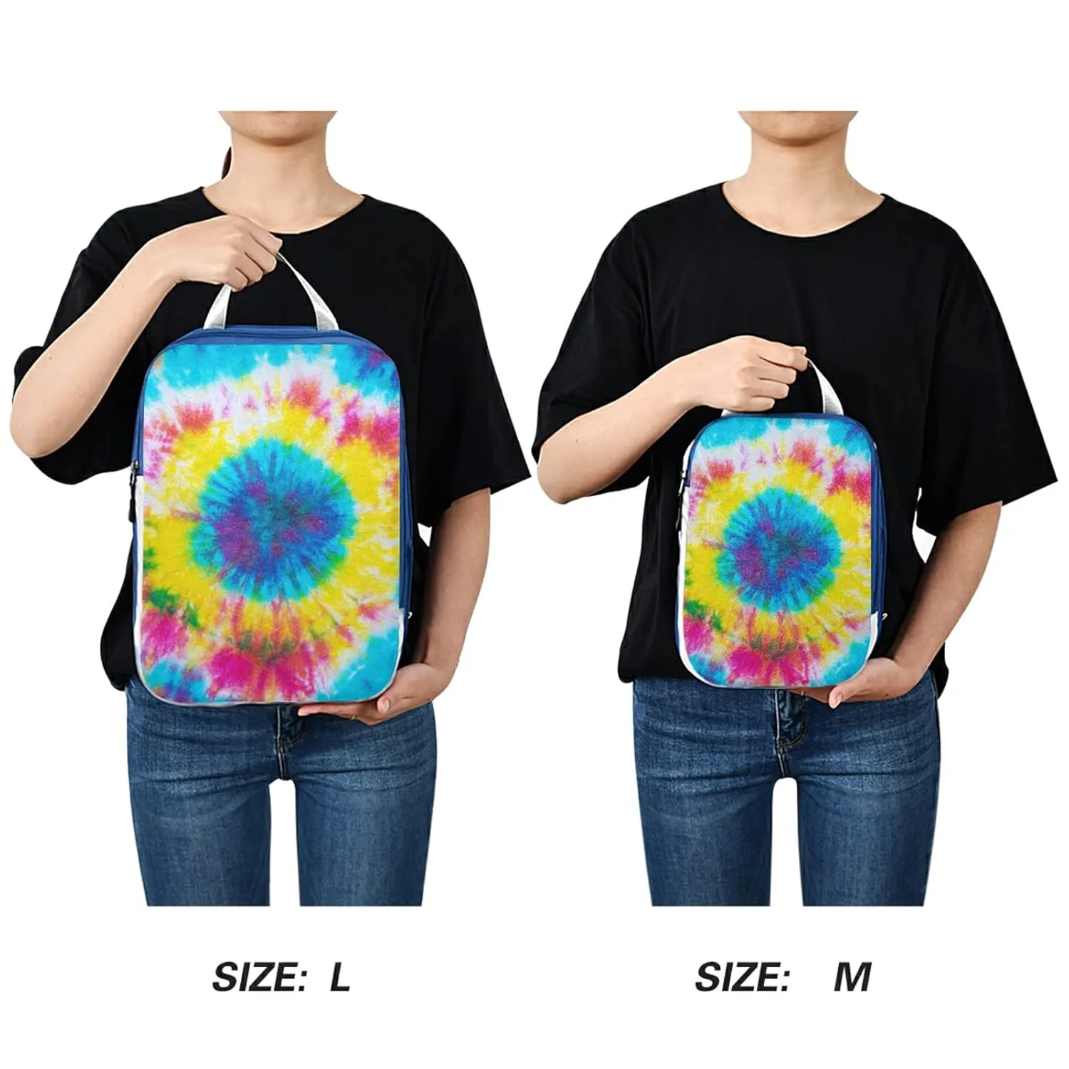 Rainbow Color Spiral Tie Dye Abstract Hippie Pattern 3 Piece set Cubes Expandable Adjustable Luggage Packing Bags, Ultralight Organizer Accessories Travel Suitcase Compressible Bags