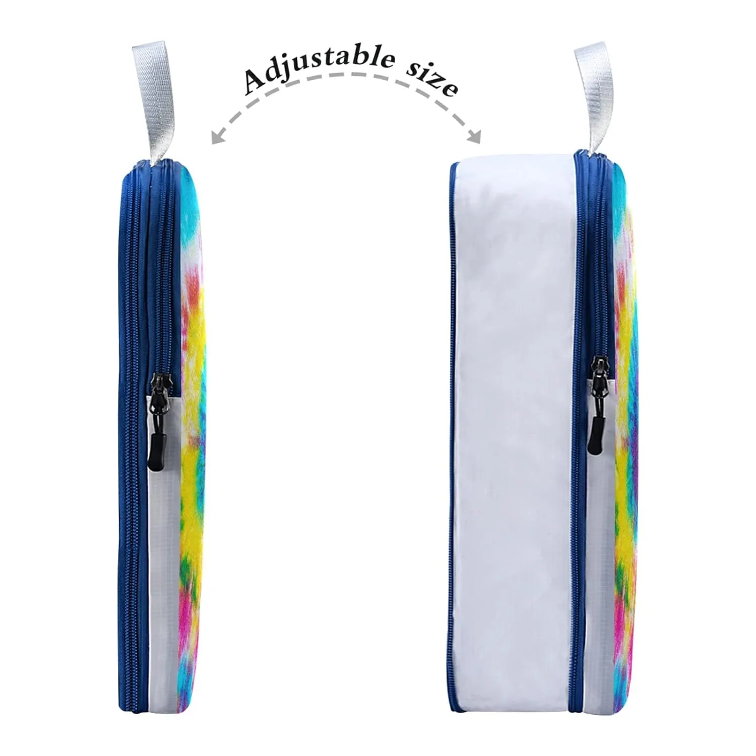 Rainbow Color Spiral Tie Dye Abstract Hippie Pattern 3 Piece set Cubes Expandable Adjustable Luggage Packing Bags, Ultralight Organizer Accessories Travel Suitcase Compressible Bags