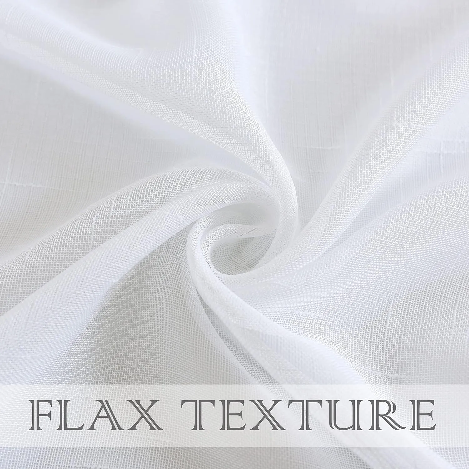 Randall Snow White Linen Sheer Curtain Panel Sets of 2 with Eyelets Open Weave Faux Linen Window Treament for Living Room Bedroom Farmhouse, Elegant Nickel Grommet Top-54x84 Inch