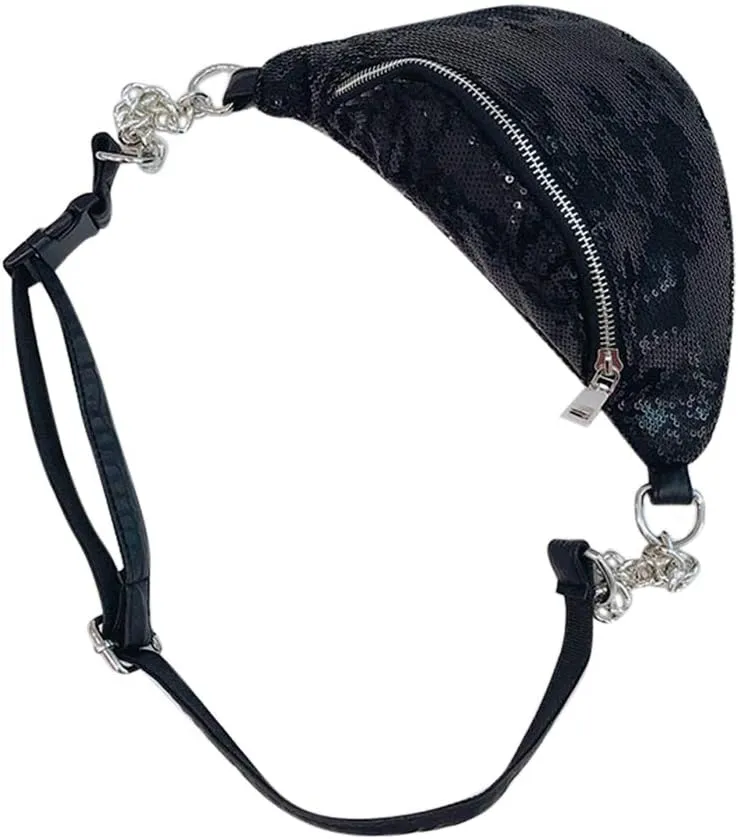 RARITYUS Sparkly Sequin Fanny Packs Glitter Waist Bag with Adjustable Strap for Women Girls Unisex