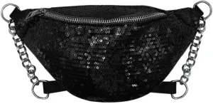 RARITYUS Sparkly Sequin Fanny Packs Glitter Waist Bag with Adjustable Strap for Women Girls Unisex