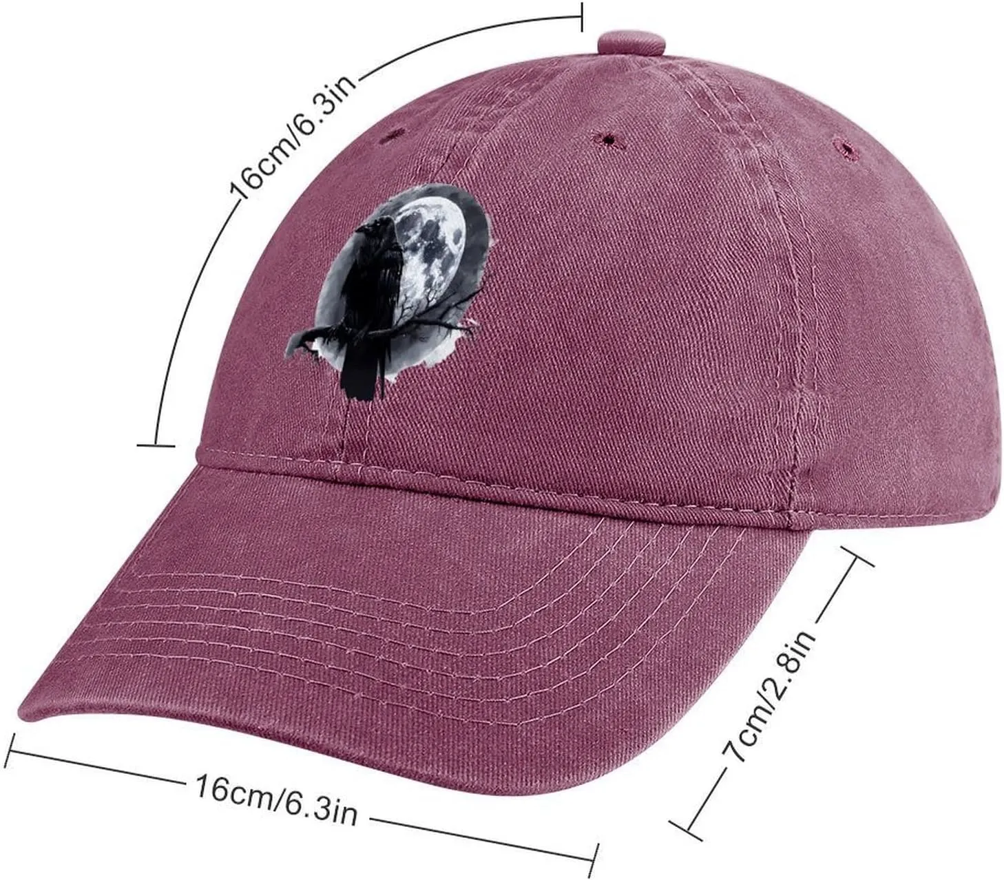 Raven and Moon Baseball Cap Vintage Dad Hat Denim Trucker Gaming Golf Hat for Men Women