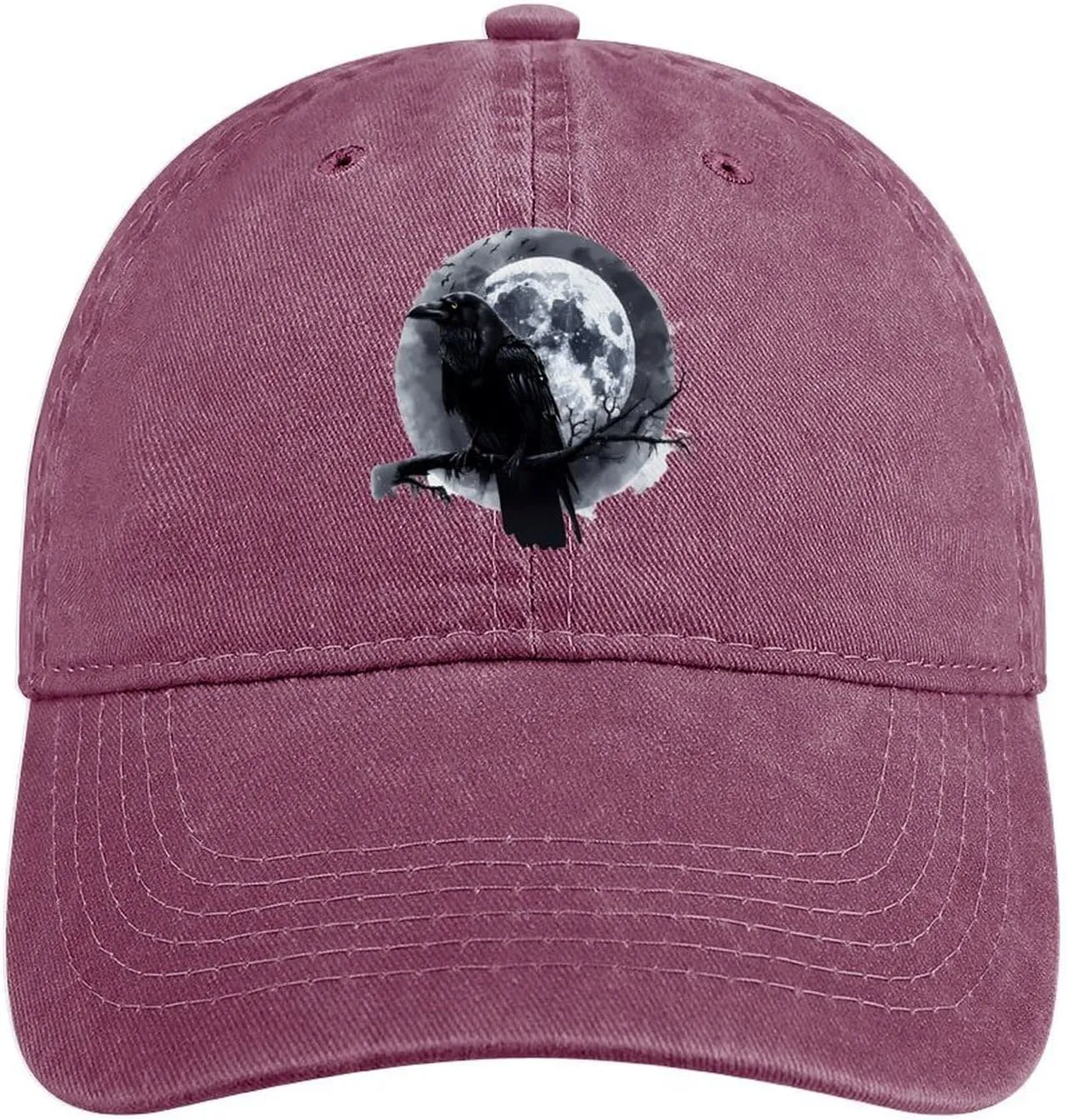 Raven and Moon Baseball Cap Vintage Dad Hat Denim Trucker Gaming Golf Hat for Men Women