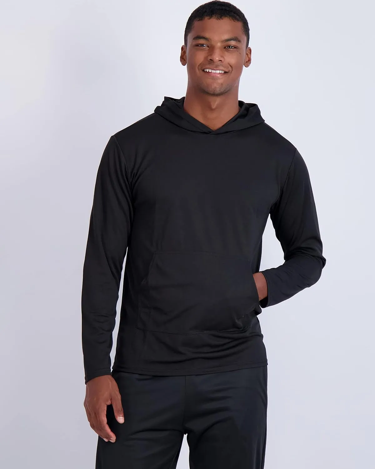 Real Essentials 3 Pack: Men's Mesh Long Sleeve Athletic Pullover Hoodie Sweatshirt Pockets UPF 50  (Available in Big & Tall)