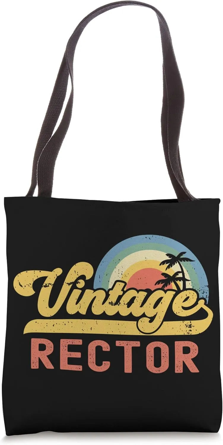 Rector Vintage Sunset Profession Retro Job Title Tote Bag