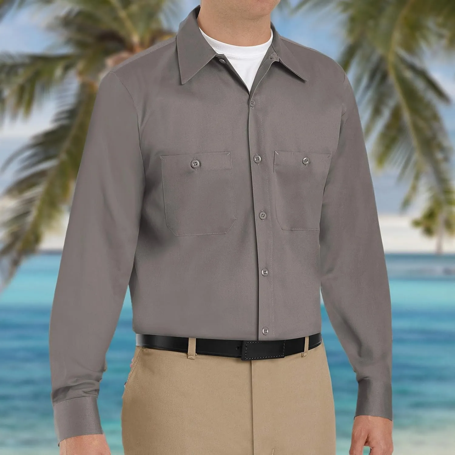 Red Kap Men's Long Sleeve Wrinkle-Resistant Cotton Work Shirt