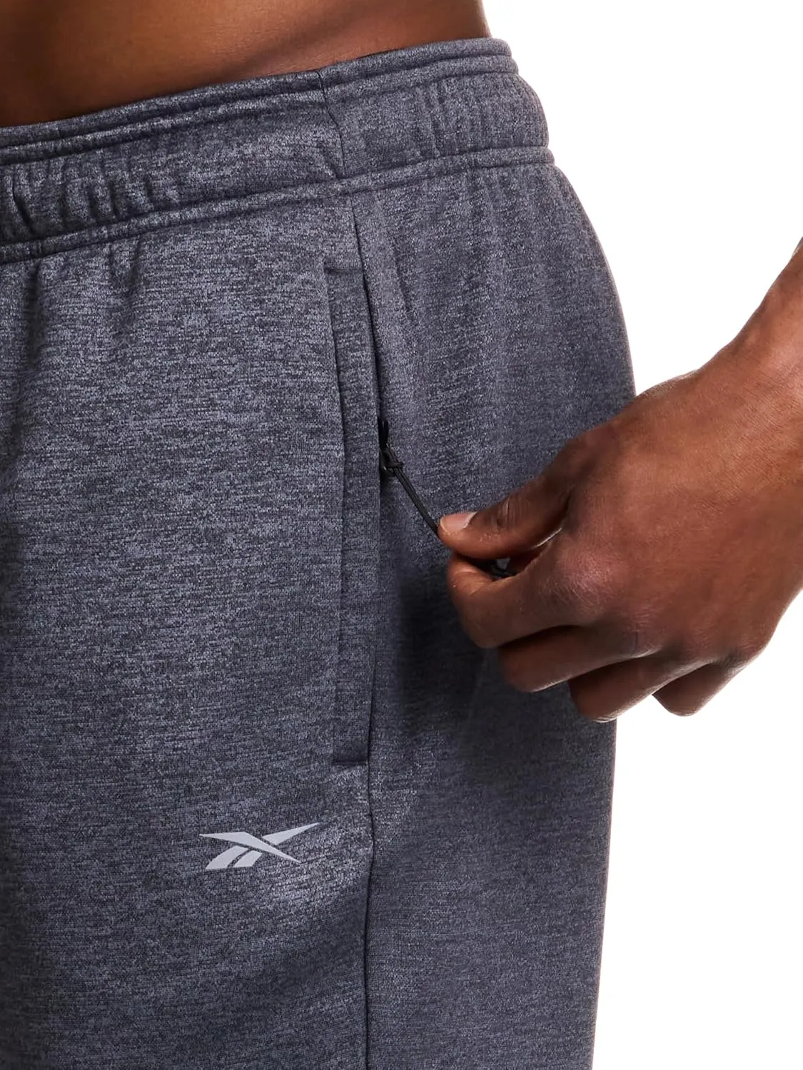 Reebok Men's Fleece Tech Sweatpant, Zippered Pockets, Athletic Joggers