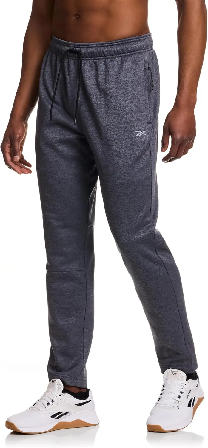 Reebok Men's Fleece Tech Sweatpant, Zippered Pockets, Athletic Joggers