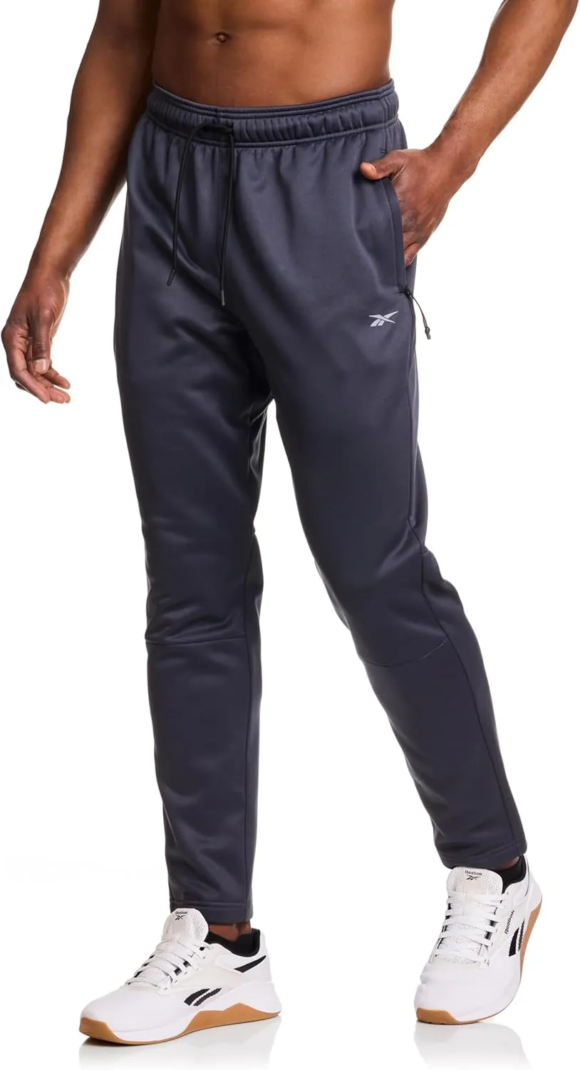 Reebok Men's Fleece Tech Sweatpant, Zippered Pockets, Athletic Joggers