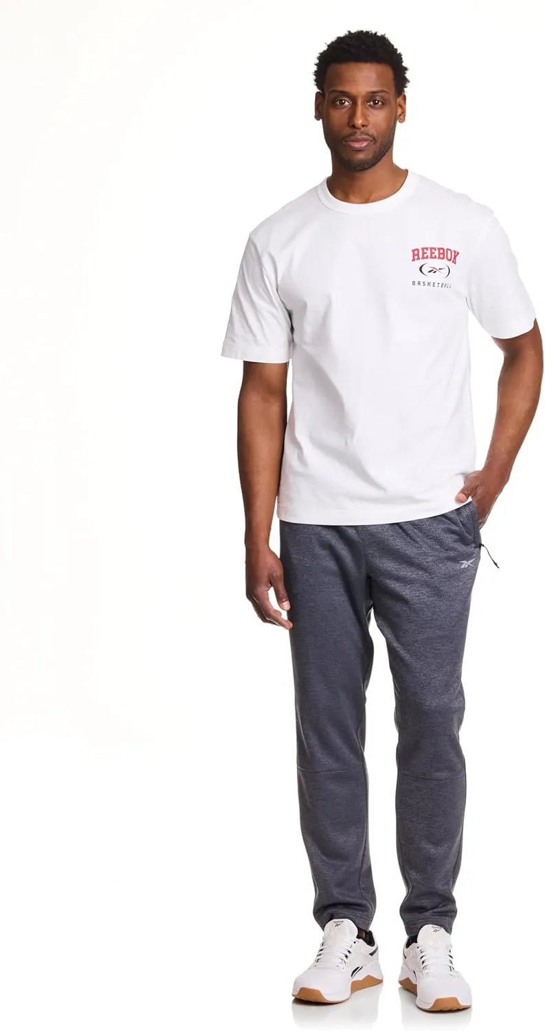 Reebok Men's Fleece Tech Sweatpant, Zippered Pockets, Athletic Joggers