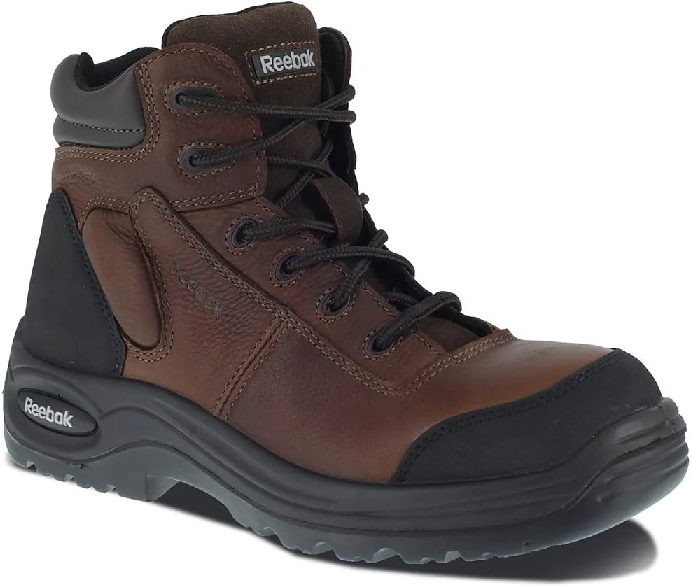 Reebok Work Men's 6” Sport Composite Toe Boot Dark Safety, Trainex RB7755 Work Shoe, Brown