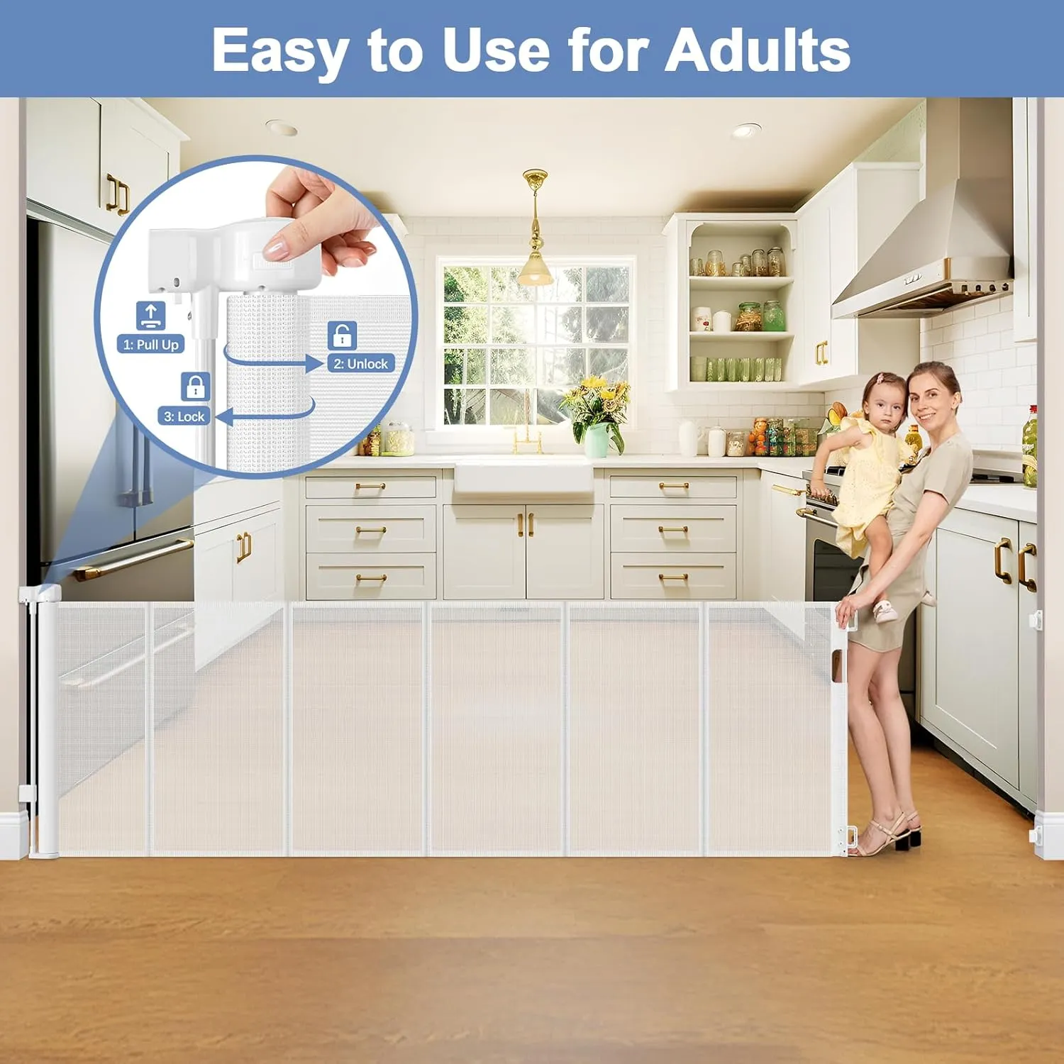 Reinforced 120 Inch Extra Wide Retractable Baby Gates Extra Wide Baby Gates for Large Openings Baby Gates Extra Wide Retractable Dog Gate for The House Extra Wide Dog Gate Extra Long Baby Gate for Dog