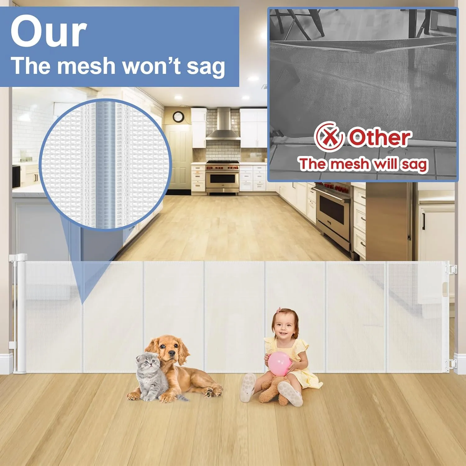 Reinforced 120 Inch Extra Wide Retractable Baby Gates Extra Wide Baby Gates for Large Openings Baby Gates Extra Wide Retractable Dog Gate for The House Extra Wide Dog Gate Extra Long Baby Gate for Dog