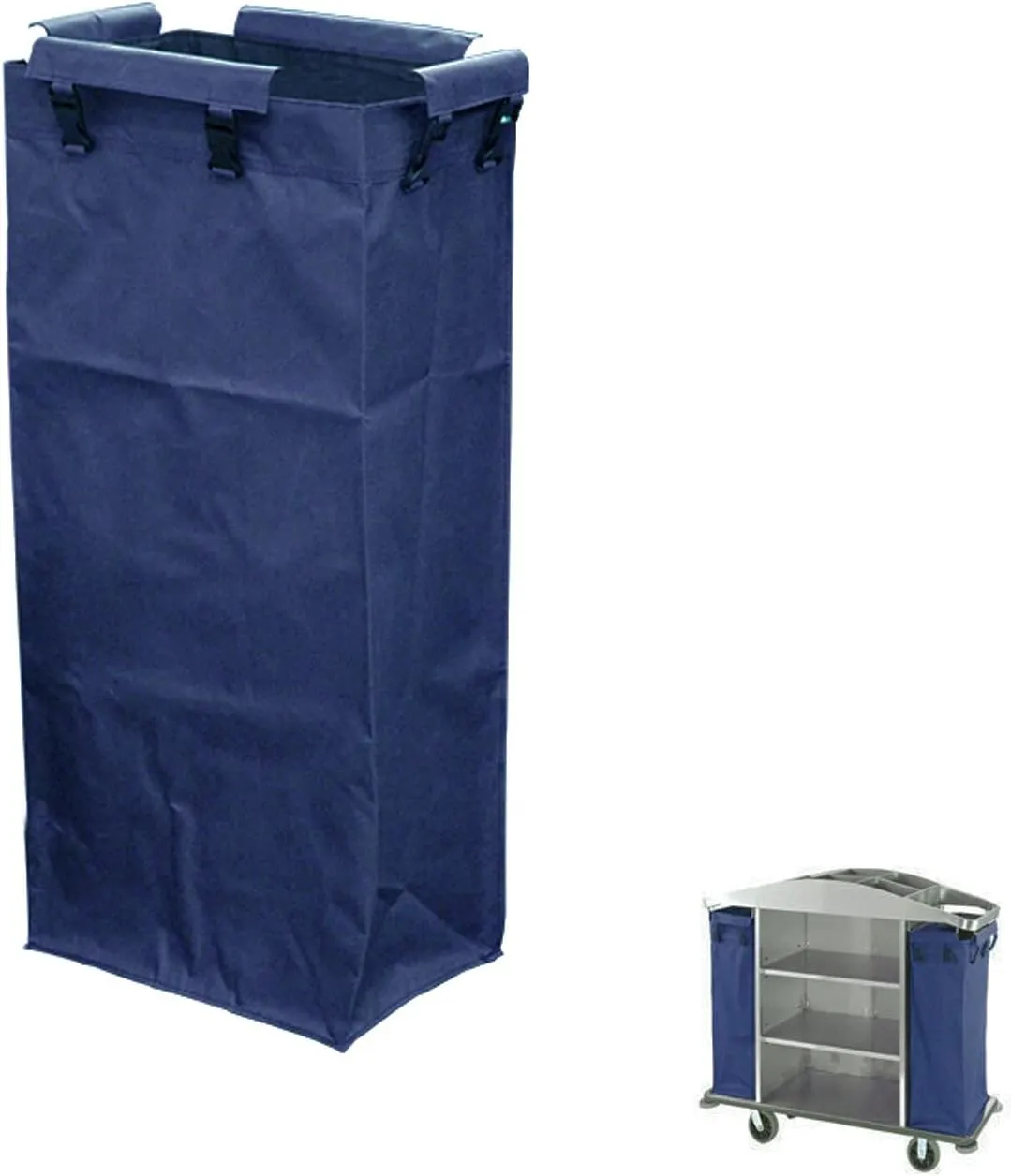 Replacement Janitorial Cart Bag, High Capacity Waterproof Thickened Housekeeping Commercial Janitorial Cleaning Cart Bag with 8 Strong Buckle - 15 x 11 x 33 inches (26 Gallon)