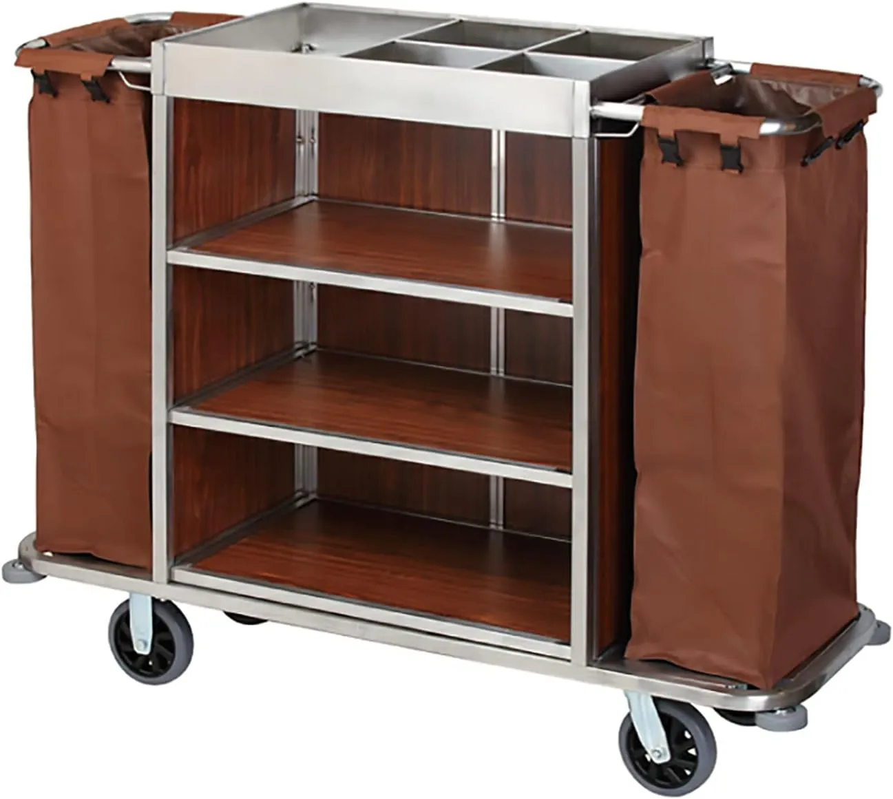 Replacement Janitorial Cart Bag, High Capacity Waterproof Thickened Housekeeping Commercial Janitorial Cleaning Cart Bag with 8 Strong Buckle - 15 x 11 x 33 inches (26 Gallon)