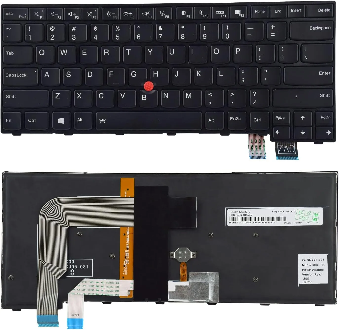 Replacement Keyboard Compatible with Lenovo IBM Thinkpad T460S T470S with Pointer and Backlight(Not Fit T460 T460p T470 T470p) 00PA452 00PA482 SN20H42364