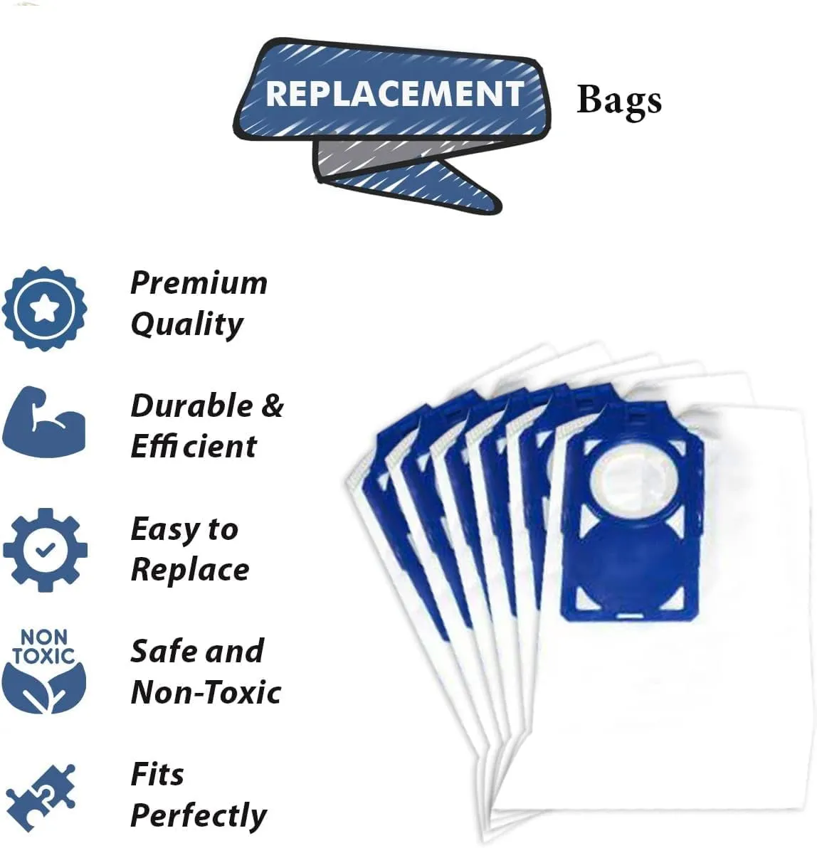 Replacement Part For Simplicity/Riccar Brillance, R30, S30 Vacuum Cleaner Paper Bags W/Blue Docking # compare to part SNH-6, M5H-6 (1 Pack)