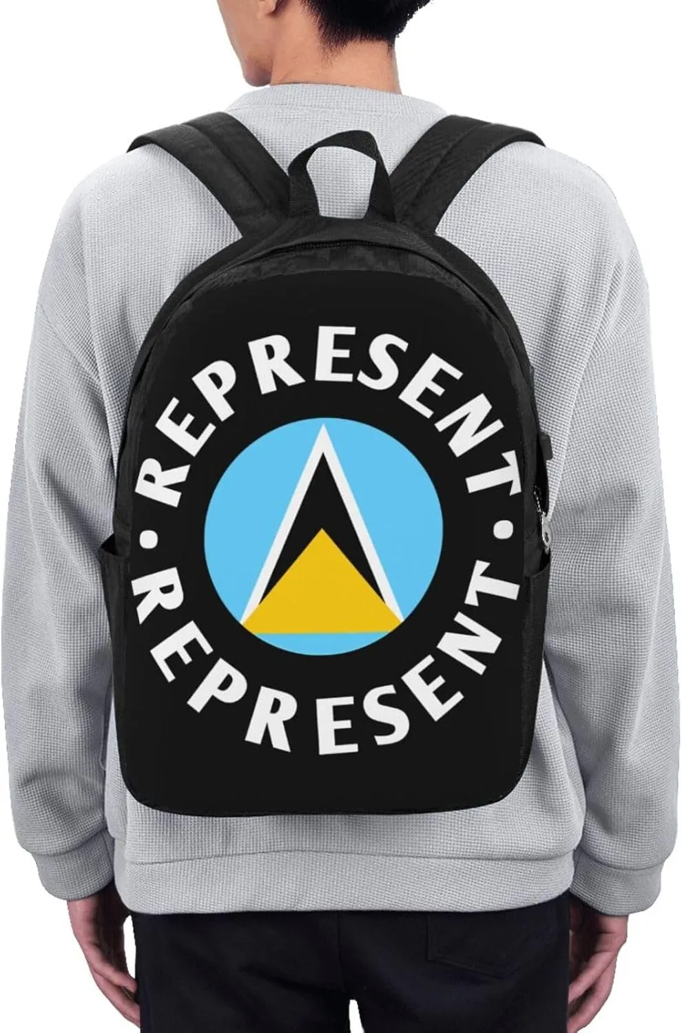 Represent Saint Lucian Lucia Flag Laptop Backpacks Travel Backpack Casual Business Daypack Sport Rucksack Computer Bag Fits up to 17 Inch Notebook with USB Port