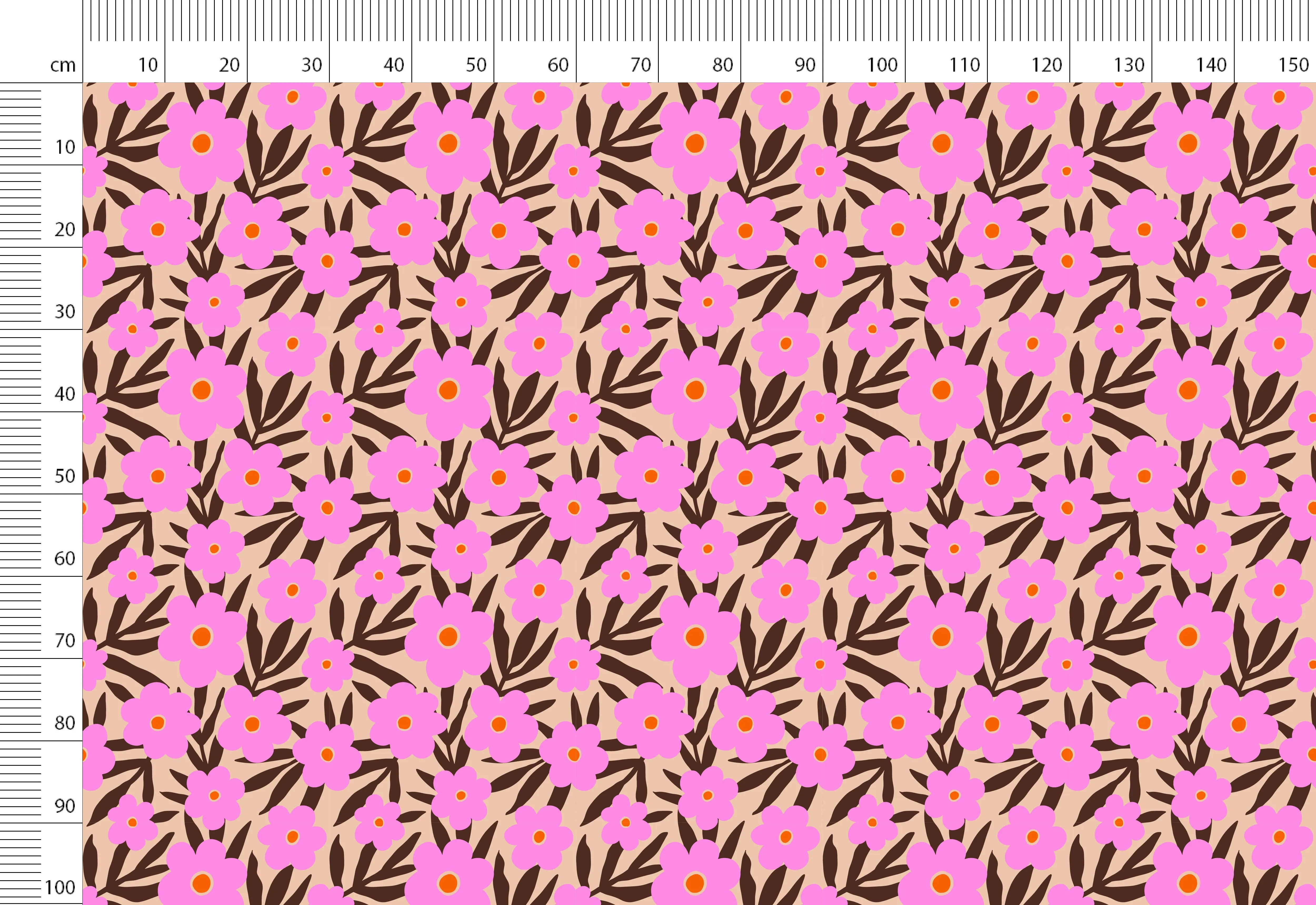 Retro Floral Print Linen By The Yard or Meter, Retro Funky Flowers Print Linen Fabric For Clothing, Bedding, Curtains & Upholstery