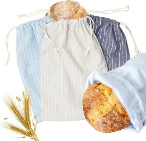 Reusable Linen Bread Bags - 3 Pack XL (16.5 x 12 in) for Homemade Bread Storage