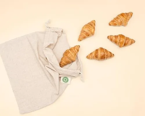 Reusable Linen Sourdough Bread Bags - 2 Pack Reusable, Undyed, Toxic-free, Washable and Perfect for Storing and Transporting Your Homemade Bread - Artisan Linen Bread Loaf Bags (2 Bags - 12”x15”)