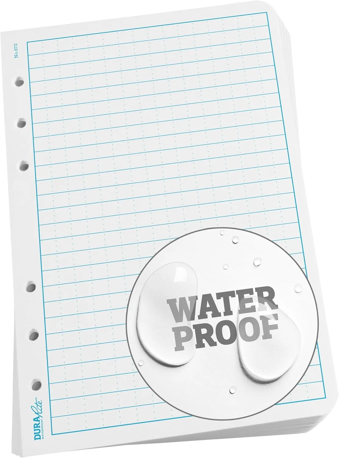 Rite In The Rain Waterproof (DURARITE) Loose Leaf Paper, 4.625" x 7", White, Universal Pattern, 100 Sheet Pack (No. 672)
