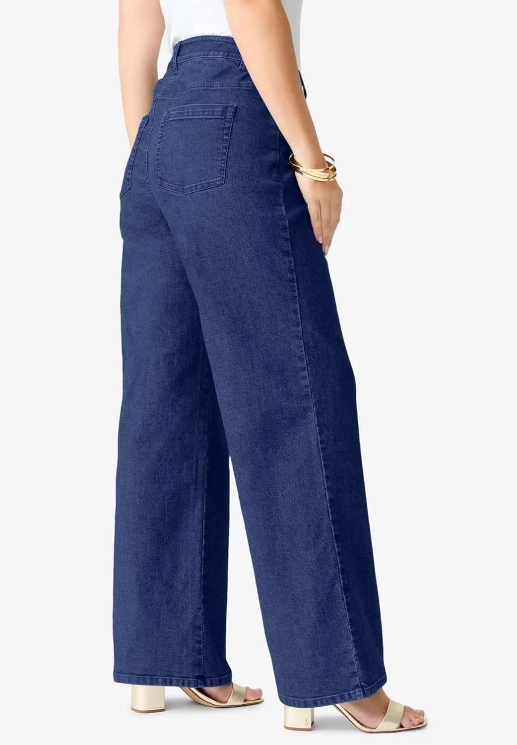 Roaman's Women's Plus Size Invisible Stretch Iconic Wide-Leg Jean