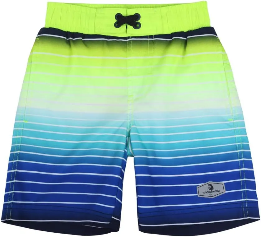 Rokka&Rolla Boys' Swim Trunks UPF 50  Quick Dry Bathing Suit Swimwear Beach Shorts with Mesh Lining
