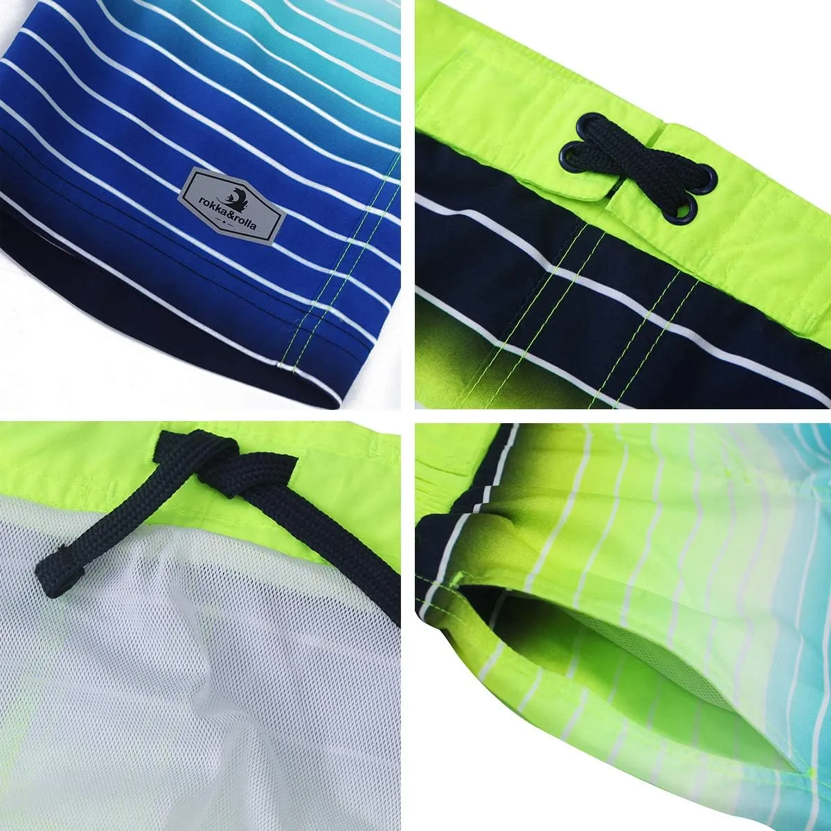 Rokka&Rolla Boys' Swim Trunks UPF 50  Quick Dry Bathing Suit Swimwear Beach Shorts with Mesh Lining