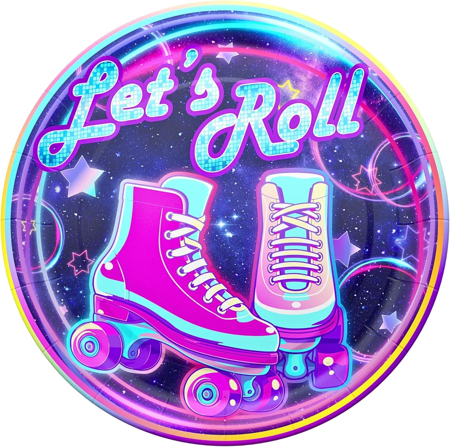 Roller Skating Party Supplies Packs (100 Pieces for 16 Guests) - Roller Skating Party, 90s Party Supplies, Roller Skate Plates And Napkins, Skate Party Decorations For Girl, Blue Orchards