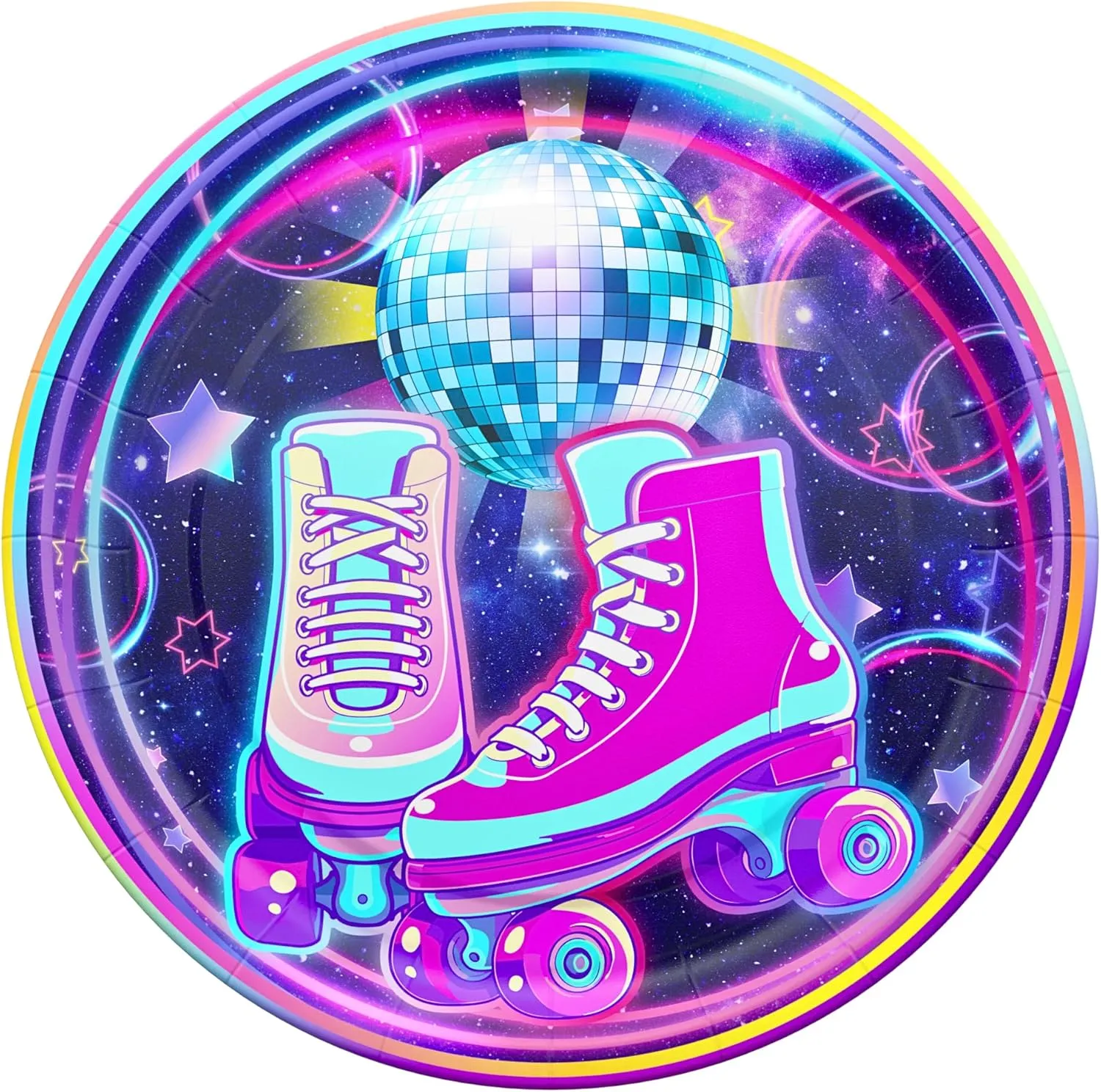 Roller Skating Party Supplies Packs (100 Pieces for 16 Guests) - Roller Skating Party, 90s Party Supplies, Roller Skate Plates And Napkins, Skate Party Decorations For Girl, Blue Orchards